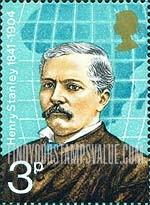 FindYourStampsValue: Great Britain (United Kingdom): British Explorers - Henry Stanley and Map of Africa