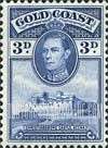 FindYourStampsValue: Gold Coast: Cristiansborg Castle and King George VI - Three Pence