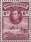 FindYourStampsValue: Gold Coast: Cristiansborg Castle and King George VI - Six Pence