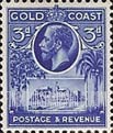 FindYourStampsValue: Gold Coast: Cristiansborg Castle and King George V - Three Pence