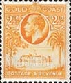 FindYourStampsValue: Gold Coast: Cristiansborg Castle and King George V - Two Pence Half Penny