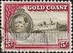 FindYourStampsValue: Gold Coast: Cristiansborg Castle and King George VI - Five Shillings