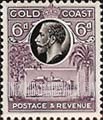 FindYourStampsValue: Gold Coast: Cristiansborg Castle and King George V - Six Pence
