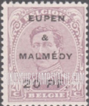 FindYourStampsValue: GERMAN OCCUPATION - King Albert I: Belgian Stamps of 1915 Surcharged