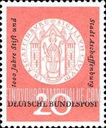 FindYourStampsValue: 1000th Anniversary of the Founding of the Abbey and Town of Aschaffenburg - Arms of Aschaffenburg, 1332