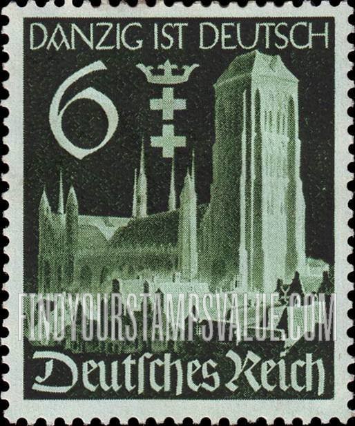 FindYourStampsValue: Unification of Danzig with the Reich - St.Mary's Church