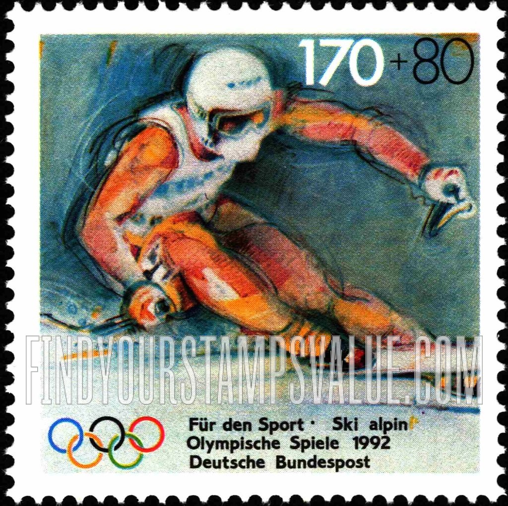 FindYourStampsValue: SEMI-POSTAL - Olympic Sports: Men’s slalom skiing