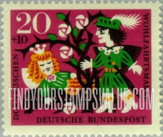 FindYourStampsValue: SEMI-POSTAL - Various Scenes from Sleeping Beauty (Dornroschen): Fairy Tale Type of 1960