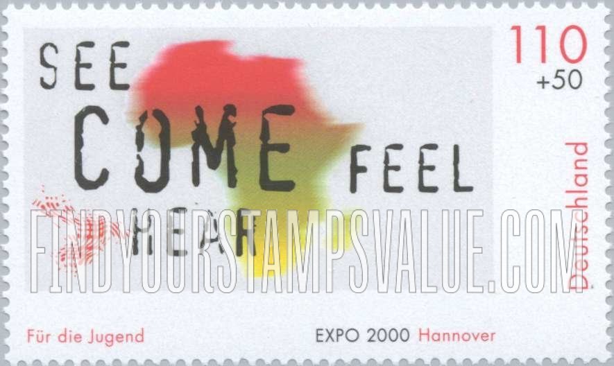 FindYourStampsValue: SEMI-POSTAL - Expo 2000, Hanover: Map of Africa, words “see, come, hear, feel