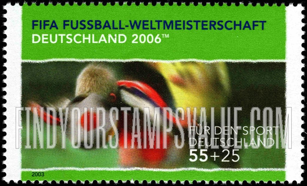 FindYourStampsValue: SEMI-POSTAL - 2006 World Cup Soccer Championships, Germany: Player heading ball