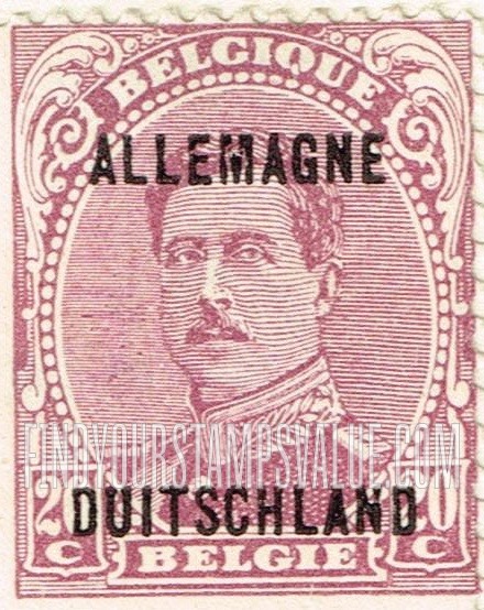 FindYourStampsValue: GERMAN OCCUPATION - King Albert I: Belgian Stamps of 1915-20 Overprinted