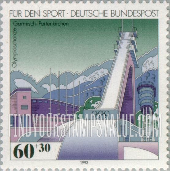 FindYourStampsValue: SEMI-POSTAL - Sports: Olympic ski jump, Garmisch-Partenkirchen