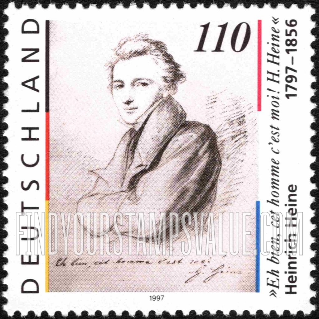 FindYourStampsValue: Heinrich Heine (1797-1856), Poet