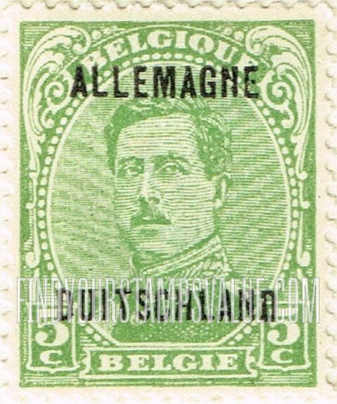 FindYourStampsValue: GERMAN OCCUPATION - King Albert I: Belgian Stamps of 1915-20 Overprinted