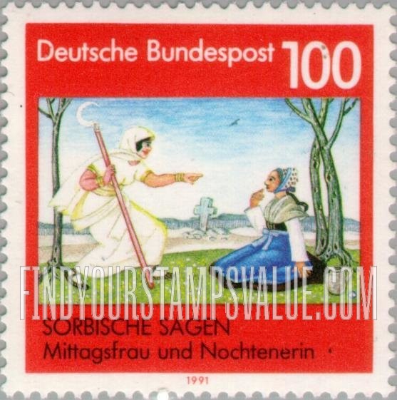 FindYourStampsValue: Sorbian Legends: Midday woman, woman from Nochten