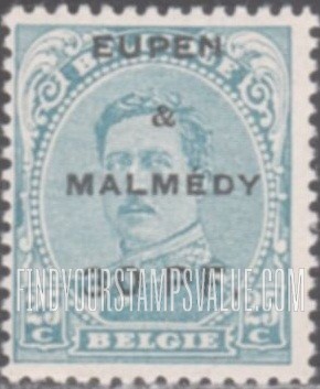 FindYourStampsValue: GERMAN OCCUPATION - King Albert I: Belgian Stamps of 1915 Surcharged