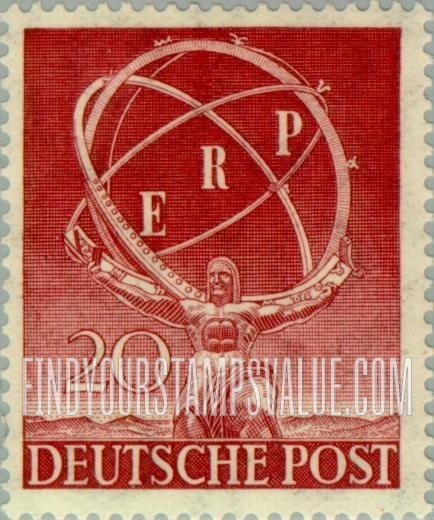 FindYourStampsValue: BERLIN - Statue of Atlas, New York