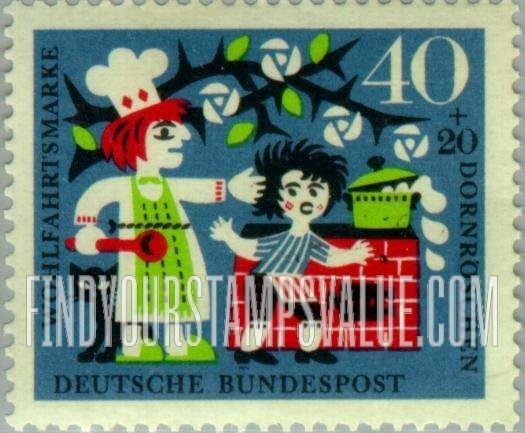 FindYourStampsValue: SEMI-POSTAL - Various Scenes from Sleeping Beauty (Dornroschen): Fairy Tale Type of 1960