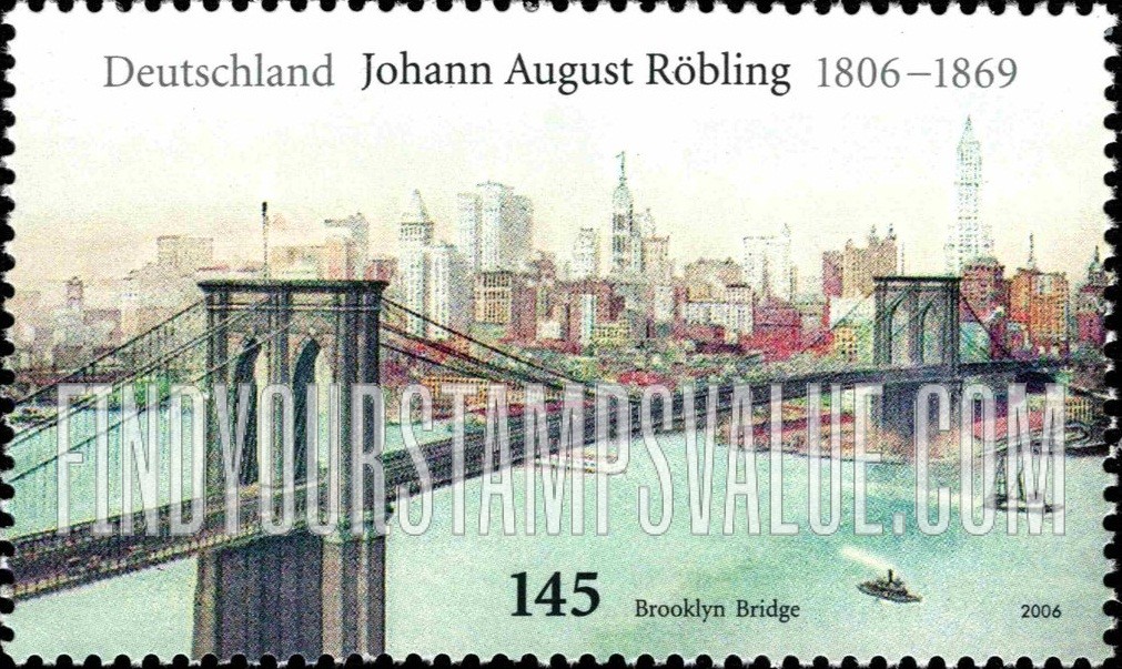 FindYourStampsValue: John Augustus Roebling (1806-69), Bridge Designer