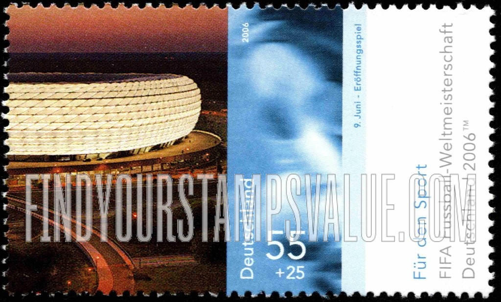 FindYourStampsValue: SEMI-POSTAL - Sports: Stadium exterior, blurred athlete