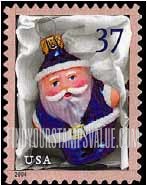 FindYourStampsValue: CHRISTMAS - Blue Santa Ornament, Self-Adhesive stamp