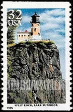 FindYourStampsValue: GREAT LAKES LIGHTHOUSES - Split Rock, Lake Superior, Booklet stamp