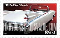 FindYourStampsValue: TAIL FINS AND CHROME - 1959 Cadillac Eldorado, Self-Adhesive stamp