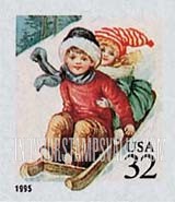 FindYourStampsValue: CHRISTMAS - Children Sledding