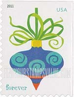 FindYourStampsValue: CHRISTMAS, HOLIDAY BAUBLES - Bauble with Green Ribbon, Self-Adhesive Booklet stamp