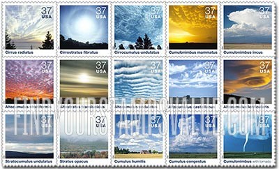 FindYourStampsValue: CLOUDSCAPES, Self-Adhesive stamps