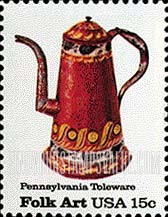 FindYourStampsValue: PENNSYLVANIA TOLEWARE, Curved spout coffeepot - American Folk Art