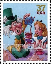 FindYourStampsValue: DISNEY CHARACTERS - Mad Hatter, Alice, Self-Adhesive stamp