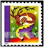 FindYourStampsValue: CHRISTMAS - Reindeer with Pine Pipes, Self-Adhesive Booklet Stamp