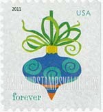 FindYourStampsValue: CHRISTMAS, HOLIDAY BAUBLES - Bauble with Green Ribbon, Self-Adhesive Booklet stamp