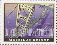 FindYourStampsValue: AMERICAN LANDMARKS - Mackinac Bridge in Michigan, Self-Adhesive stamp