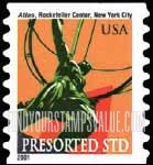 FindYourStampsValue: ATLAS STATUE, NEW YORK CITY, Self-Adhesive Coil Stamp