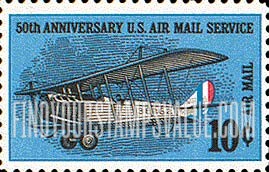 FindYourStampsValue: Air Post: 50th ANNIVERSARY OF AIR MAIL SERVICE - Curtiss Jenny
