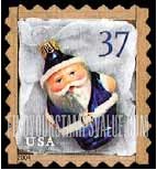 FindYourStampsValue: CHRISTMAS - Blue Santa Ornament, Self-Adhesive Booklet stamp