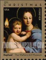 FindYourStampsValue: CHRISTMAS - Madonna of the Candelabra, by Raphael, Self-Adhesive Booklet stamp