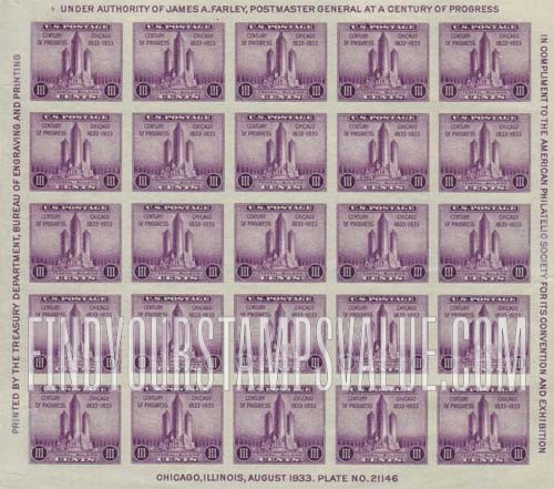 FindYourStampsValue: AMERICAN PHILATELIC SOCIETY - Federal Building at Chicago, 1933