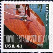 FindYourStampsValue: VINTAGE MAHOGANY SPEEDBOATS - 1915 Hutchinson, Self-Adhesive stamp