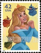 FindYourStampsValue: THE ART OF DISNEY - Princess Aurora, Flora, Fauna and Merryweather, Self-Adhesive stamp