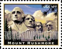 FindYourStampsValue: AMERICAN LANDMARKS - Mount Rushmore, Self-Adhesive stamp