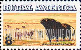 FindYourStampsValue: RURAL AMERICA - Angus and Longhorn Cattle
