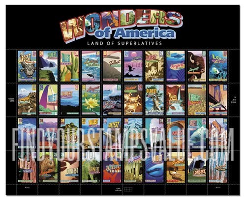 FindYourStampsValue: WONDERS OF AMERICA - Land of Superlatives, Self-Adhesive stamps