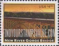FindYourStampsValue: AMERICAN LANDMARKS - New River Gorge Bridge in West Virginia, Self-Adhesive stamp