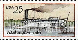 FindYourStampsValue: STEAMBOATS - "Washington", 1816, booklet stamp