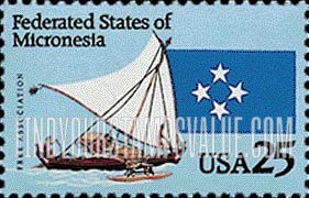 FindYourStampsValue: MICRONESIA - Canoe & Federated States of Micronesia Flag