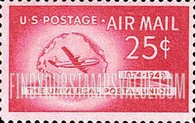 FindYourStampsValue: 75th ANNIVERSARY OF THE UNIVERSAL POSTAL UNION - Boeing Stratocruiser and Globe