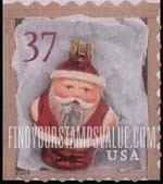 FindYourStampsValue: CHRISTMAS - Blue Santa Ornament, Self-Adhesive Booklet stamp